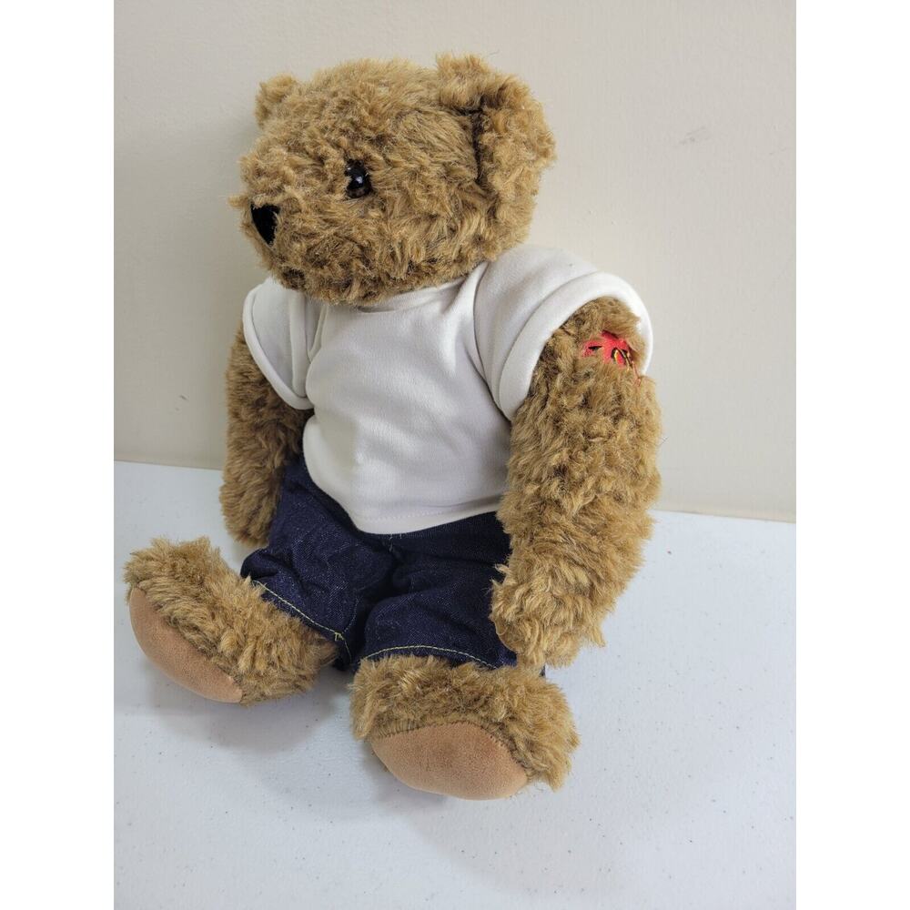 Vermont Teddy Bear Jointed Shirt Jeans Love Tattoo Plush Stuffed Animal Toy‎ 14"
